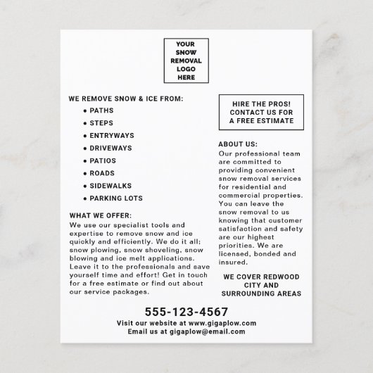 Sneeuwverwijdering Voeg je Logo toe Flyer (Voorkant)