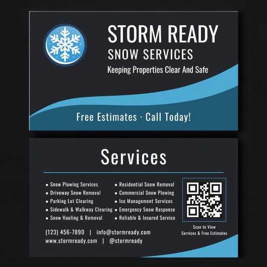 Sneeuwverwijderingsdienst QR-code Professioneel  Visitekaartje