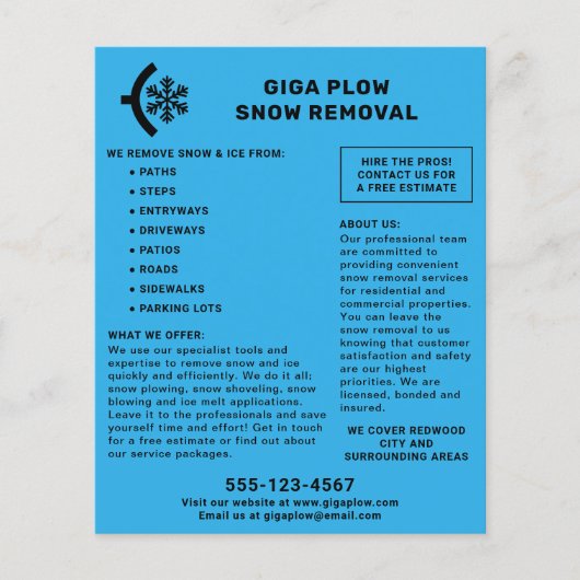 Sneeuwverwijderingsploed en sneeuwvlokken flyer (Voorkant)