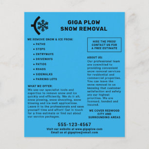 Sneeuwverwijderingsploed en sneeuwvlokken flyer