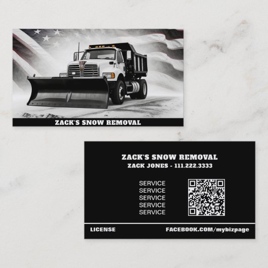 *~* Sneeuwverwijderingsvrachtwagen AP74 US Vlag Zw Visitekaartje (Voorkant / Achterkant)