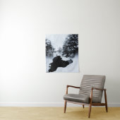 Sneeuwvijver en bomen die verdwijnen in mist wandkleed (In situ)