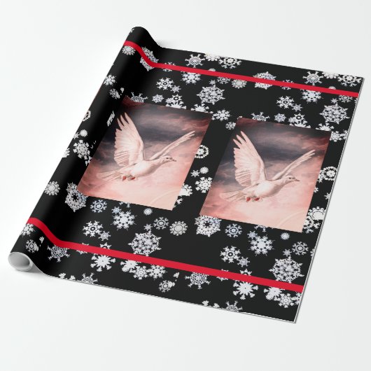 SNEEUWVLAKKEN EN VREDE DOVES CHRISTMAS GIFT Paper Cadeaupapier (Uitgerold)