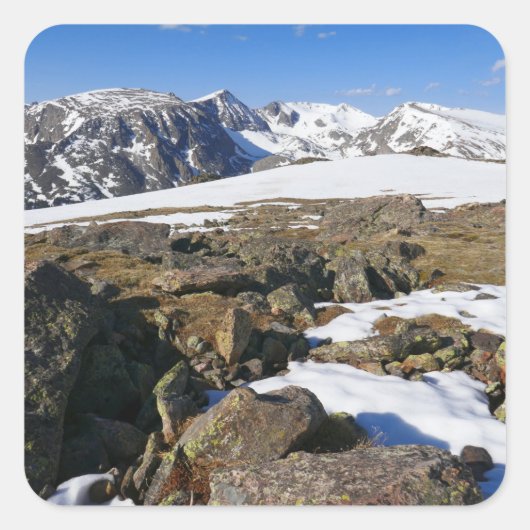 Sneeuwvlek op de Rocky Mountains Vierkante Sticker (Voorkant)