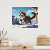 *~* Sneeuwvliegend Kat 5:4 Kitten Cat AP68 Poster (Keuken)