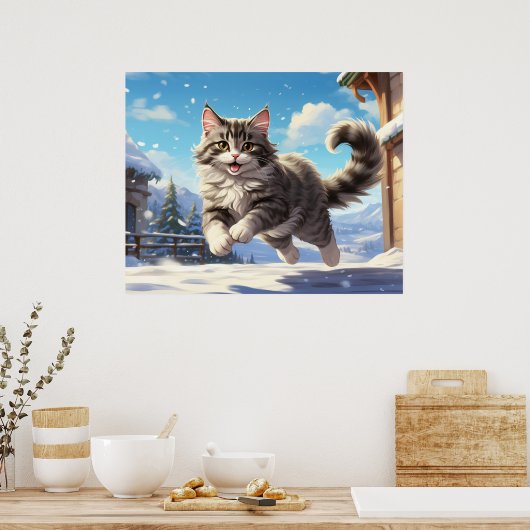 *~* Sneeuwvliegend Kat 5:4 Kitten Cat AP68 Poster (Keuken)