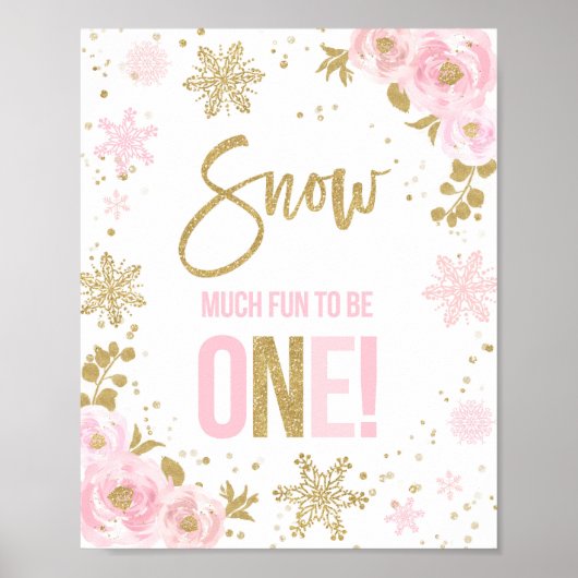 Sneeuwvlinder om een Winter ONEderland Party te zi Poster (Voorkant)