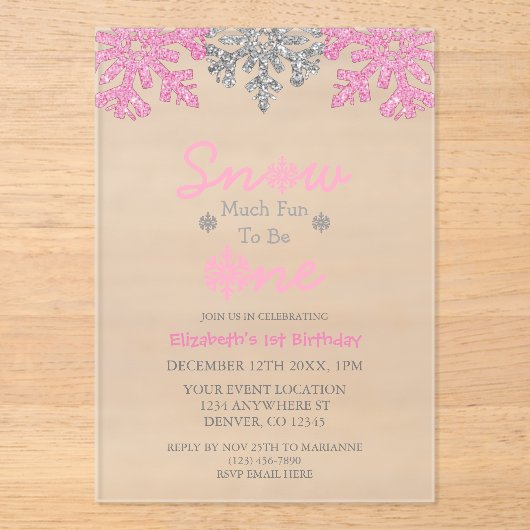 Sneeuwvlinder voor een winter van 1 januari acryl uitnodigingen (Voorkant)