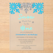 Sneeuwvlinder voor een winter van 1 januari acryl uitnodigingen (Voorkant)