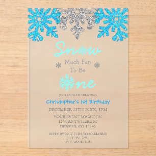 Sneeuwvlinder voor een winter van 1 januari acryl uitnodigingen