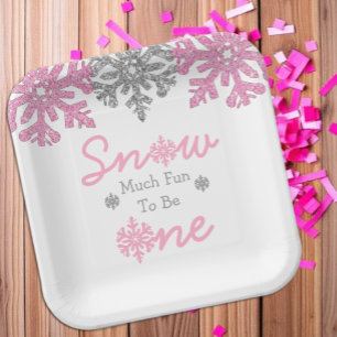 Sneeuwvlinder voor een winter van 1 januari papieren bordje