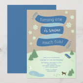 Sneeuwvlinderscène 1e verjaardag Uitnodiging (Voorkant / Achterkant)