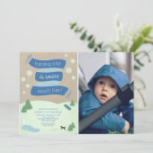 Sneeuwvlinderscène met foto van 1 september kaart (Staand voorkant)