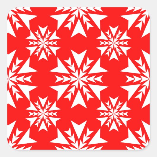 Sneeuwvlok 13 Rood Vierkante Sticker (Voorkant)