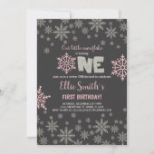 Sneeuwvlok 1e verjaardag meisje kaart (Voorkant)