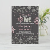 Sneeuwvlok 1e verjaardag meisje kaart (Staand voorkant)