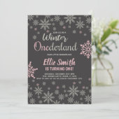 Sneeuwvlok 1e verjaardagsfeest voor meisjes kaart (Staand voorkant)