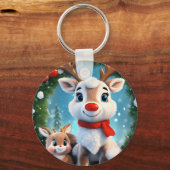 Sneeuwvlok 3D Achtergrond met Puffy Flowers Design Sleutelhanger (Achterkant)