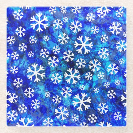 Sneeuwvlok Abstract: naadloos patroon. Glazen Onderzetter (Voorkant)