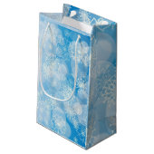 Sneeuwvlok achtergrond klein cadeauzakje (Achterkant Gekanteld)