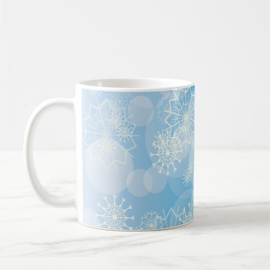 Sneeuwvlok achtergrond koffiemok (Links)