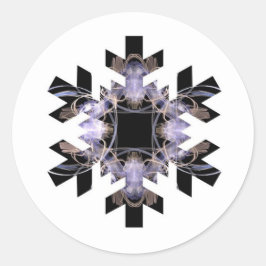 Sneeuwvlok-achtige Fractal Art Design Paarse Zwart Ronde Sticker