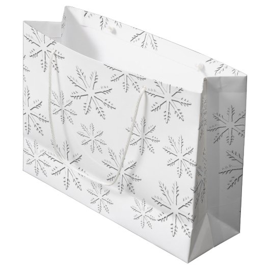 Sneeuwvlok Afdruk Groot Cadeauzakje (Voorkant Gekanteld)