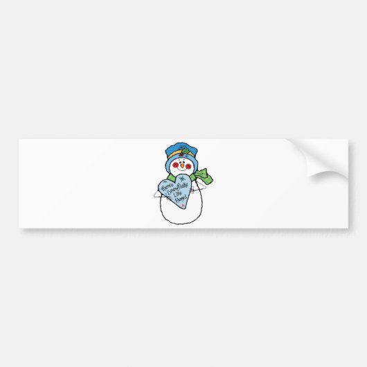 Sneeuwvlok als thuis sneeuwpop bumpersticker (Voorkant)
