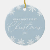 Sneeuwvlok Baby Eerste Kerstmis Foto Keramisch Ornament (Voorkant)