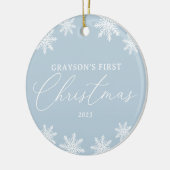 Sneeuwvlok Baby Eerste Kerstmis Foto Keramisch Ornament (Links)