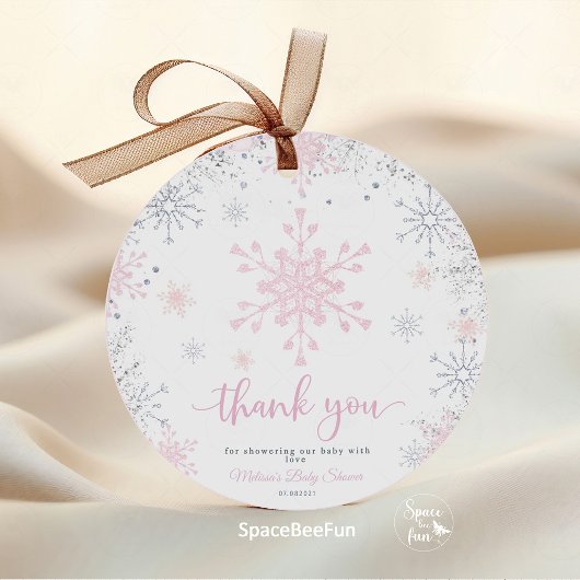 Sneeuwvlok baby shower bedankjes labels