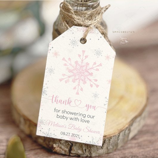 Sneeuwvlok baby shower cadeau behuizingen cadeaulabel