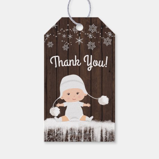 Sneeuwvlok Baby shower Gift Labels Cadeaulabel (Voorkant)