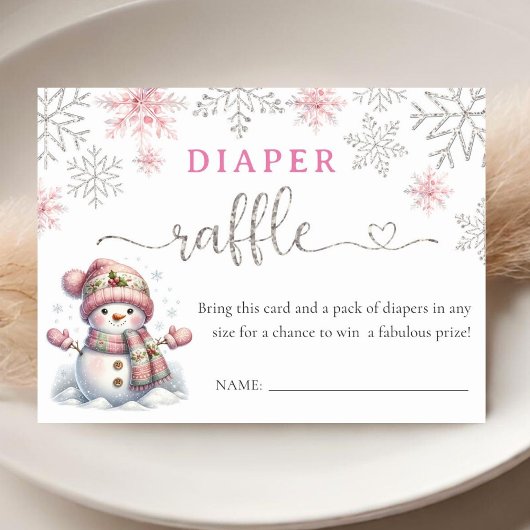 Sneeuwvlok Baby shower Luier Raffle Informatiekaartje