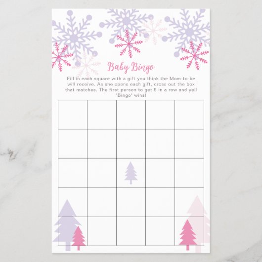 Sneeuwvlok Baby shower Winter Bingo Game Activitei Flyer (Voorkant)