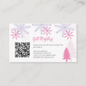 Sneeuwvlok Baby shower Winter Gift Registry QR Cod Informatiekaartje (Voorkant)