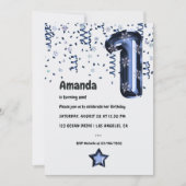 Sneeuwvlok ballon 1e verjaardag Party uitnodiging (Voorkant)