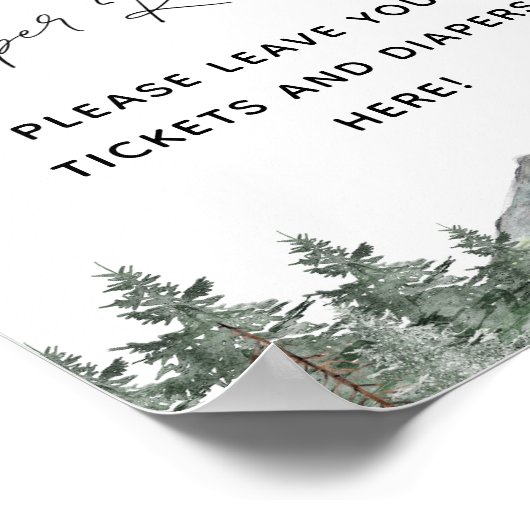 Sneeuwvlok Berg Baby shower Luier Raffle Teken Poster (Hoek)