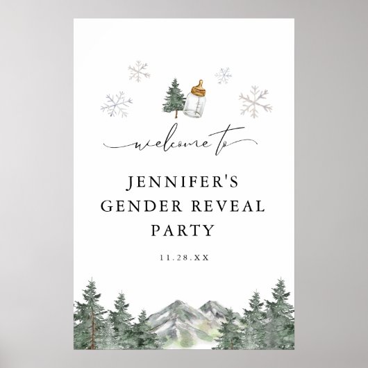 Sneeuwvlok Berg Geslacht Reveal Welkom Bord Poster (Voorkant)