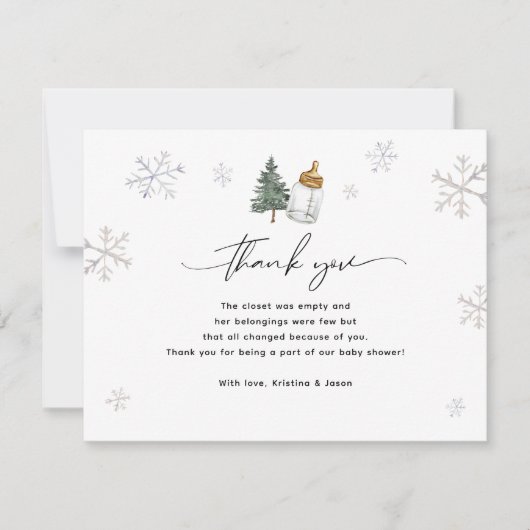 Sneeuwvlok Berg Winter Baby Shower Bedankkaart (Voorkant)
