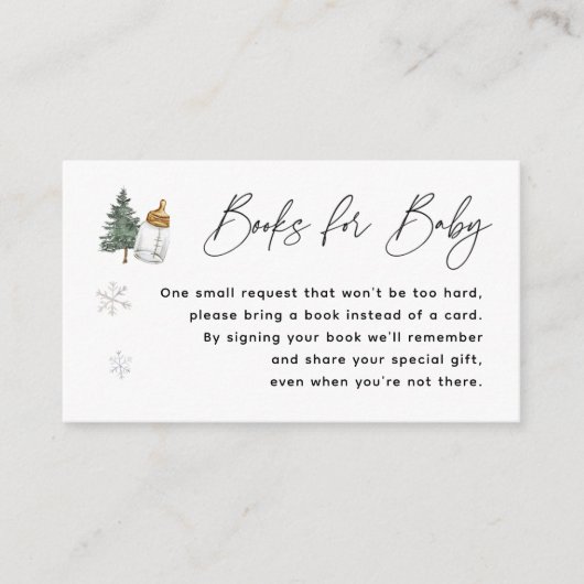 Sneeuwvlok Berg Winter Baby Shower Boek Verzoek Informatiekaartje (Voorkant)