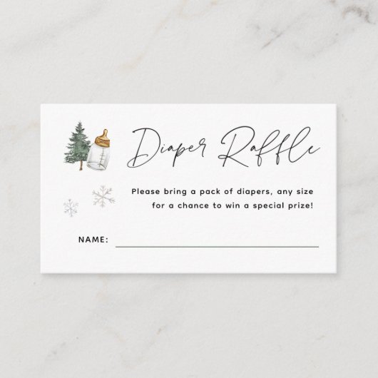 Sneeuwvlok Berg Winter Luier Raffle Informatiekaartje (Voorkant)