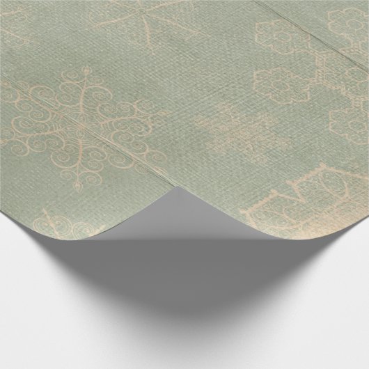  sneeuwvlok bijtende blauwgroen winterblauwe crème cadeaupapier (Hoek)