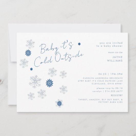 Sneeuwvlok blauw Baby Het is koud buitendouche Kaart (Voorkant)