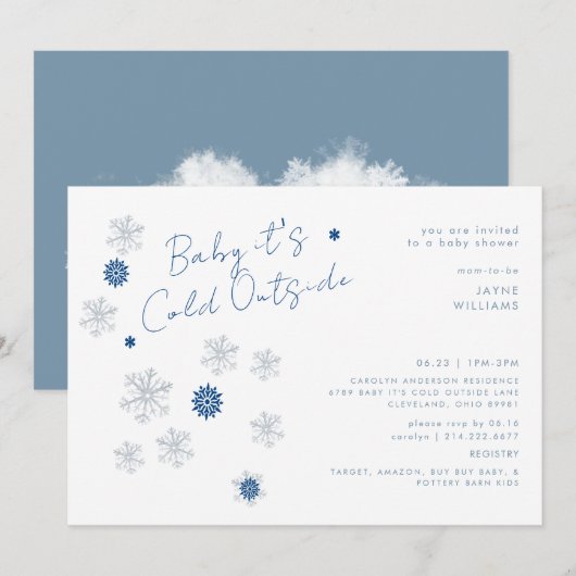 Sneeuwvlok blauw Baby Het is koud buitendouche Kaart (Voorkant / Achterkant)