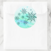 Sneeuwvlok blauw blauwgroen groene werveling stick ronde sticker (Tas)