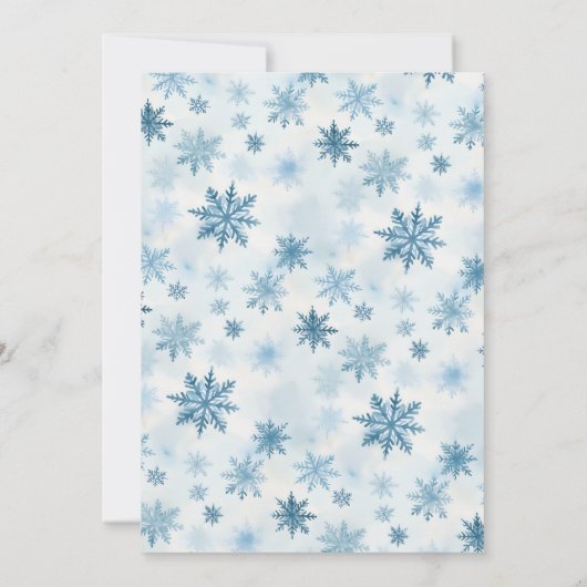 Sneeuwvlok Blauw en Wit Waterverf Familiefoto Feestdagenkaart (Achterkant)
