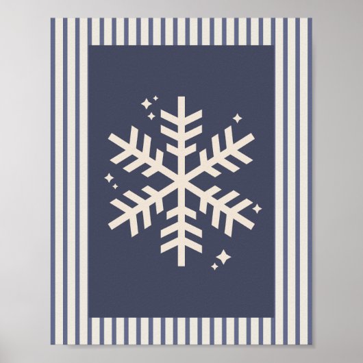 Sneeuwvlok blauw gestreept poster (Voorkant)