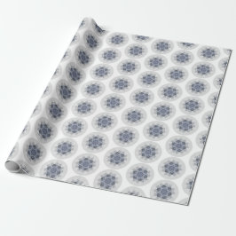 Sneeuwvlok Blauw Grijs Boho Chic Cadeaupapier