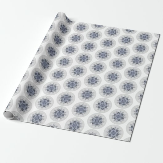 Sneeuwvlok Blauw Grijs Boho Chic Cadeaupapier (Uitgerold)